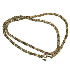 14k Yellow Gold Plated Rope Chain Necklace Vintage Twisted Boho Glam Met…